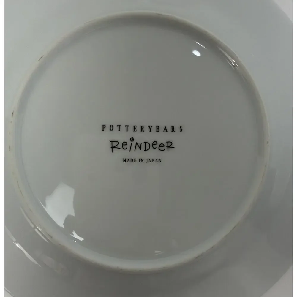 Pottery Barn Reindeer Set of 4 Salad Dessert Plates Vixen Dasher Dancer Prancer